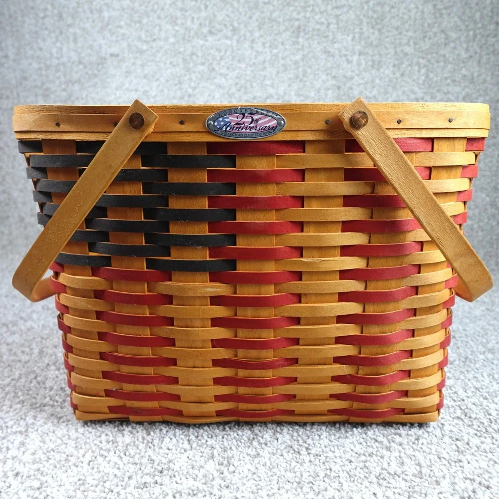 Longaberger 1998 Collectors Club 25th Anniversary Basket Handwoven Flag Design